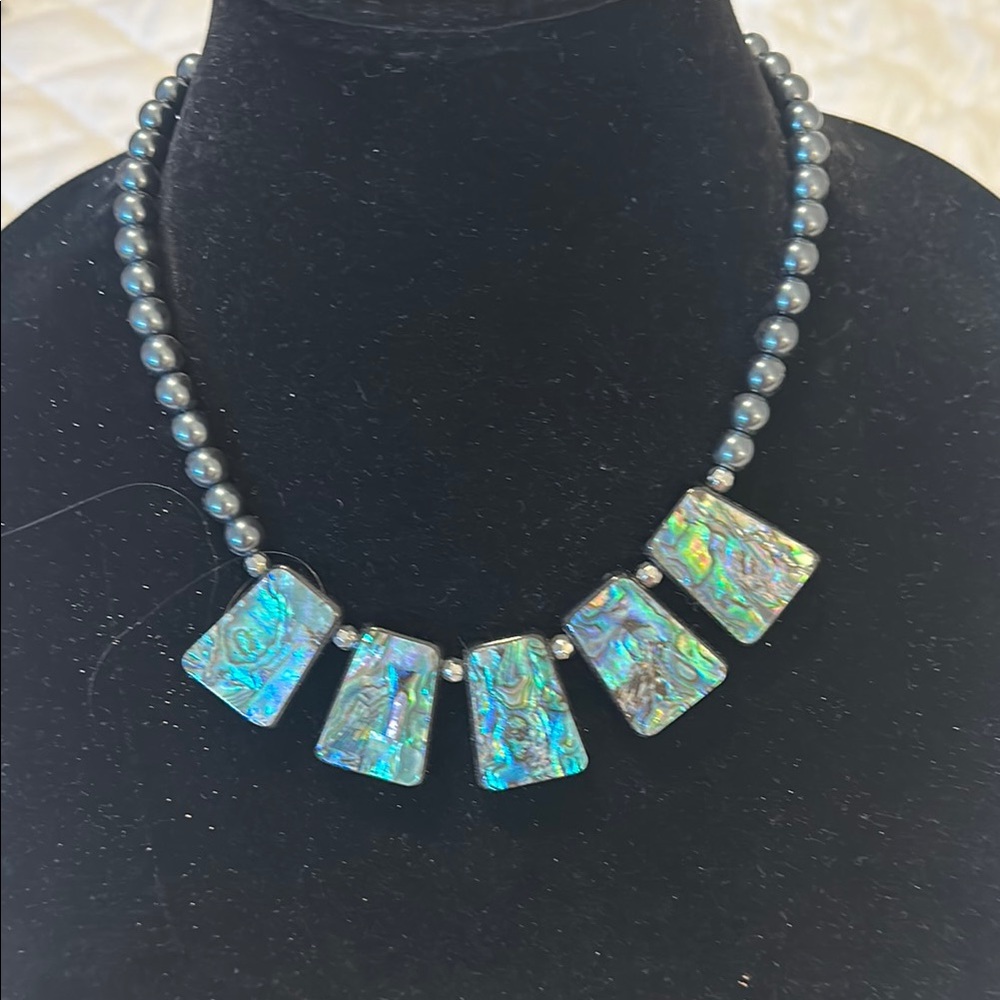 Iridescent Abalone Visually Striking Necklace